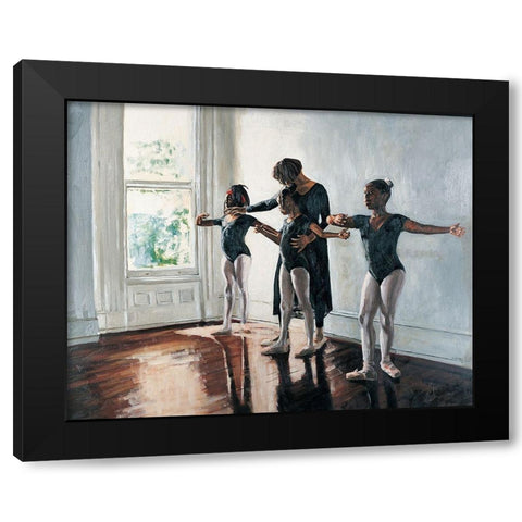 Ballerinas Black Modern Wood Framed Art Print with Double Matting by Unknown
