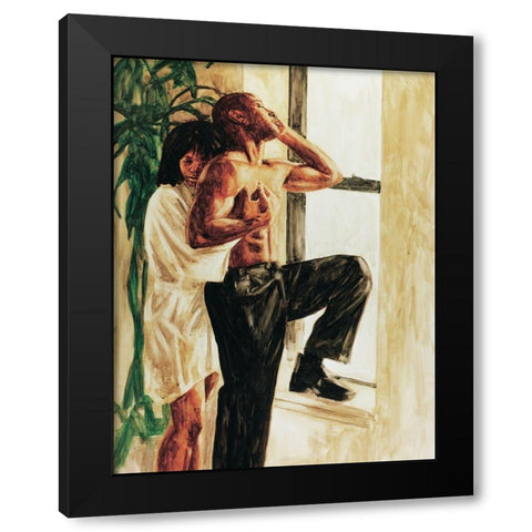 Hug Me Black Modern Wood Framed Art Print with Double Matting by Unknown