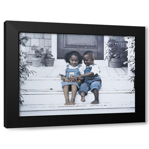 On the Porch Black Modern Wood Framed Art Print with Double Matting by Unknown