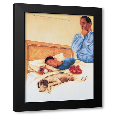 Sleep Tight Black Modern Wood Framed Art Print with Double Matting by Unknown