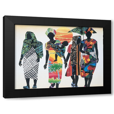 Walking Black Modern Wood Framed Art Print with Double Matting by Unknown