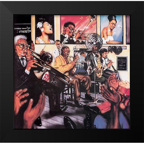 Jazz Session Black Modern Wood Framed Art Print by Unknown
