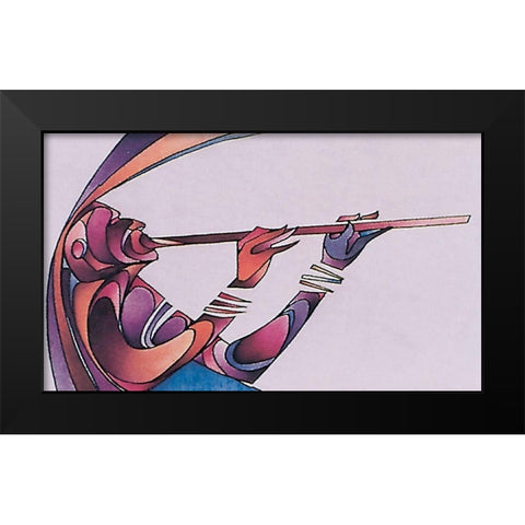 Musician Black Modern Wood Framed Art Print by Unknown