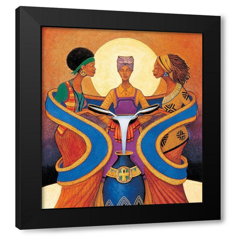 Three Sisters Black Modern Wood Framed Art Print by Unknown