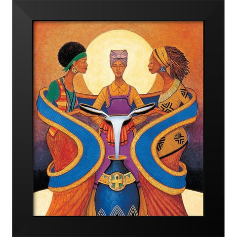 Three Sisters Black Modern Wood Framed Art Print by Unknown
