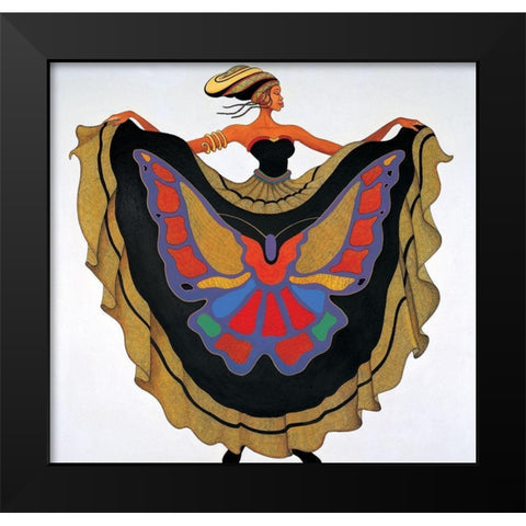 Lady Butterfly Black Modern Wood Framed Art Print by Unknown