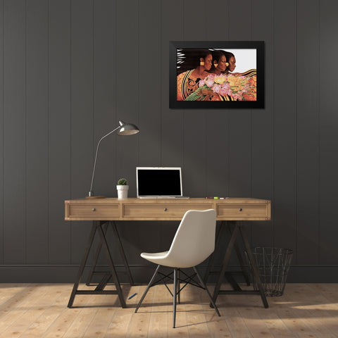 Three Beauties Black Modern Wood Framed Art Print by Unknown