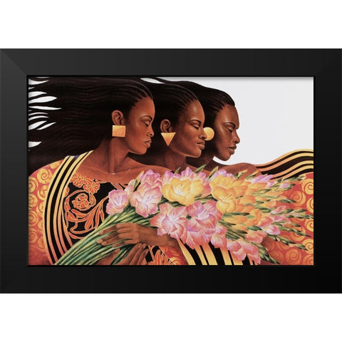 Three Beauties Black Modern Wood Framed Art Print by Unknown