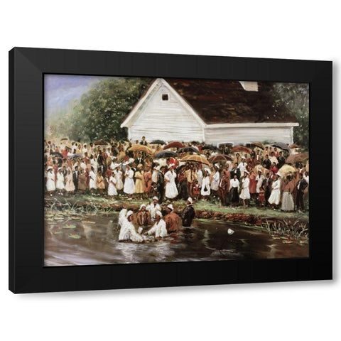 Church Baptism Black Modern Wood Framed Art Print by Unknown