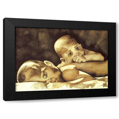 Mischief Black Modern Wood Framed Art Print by Unknown