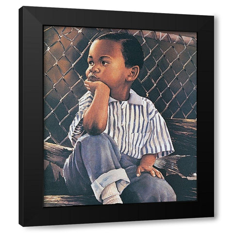 By the Fence Black Modern Wood Framed Art Print with Double Matting by Unknown