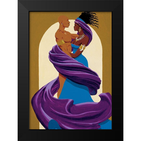Entwined Couple Black Modern Wood Framed Art Print by Unknown