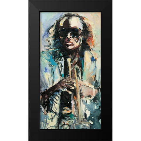 Blowin the Blues Black Modern Wood Framed Art Print by Unknown
