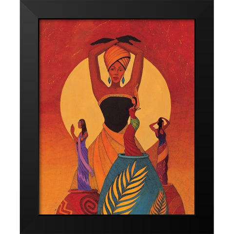 Maiden Vases Black Modern Wood Framed Art Print by Unknown