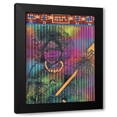 Woman Warrior Black Modern Wood Framed Art Print by Unknown