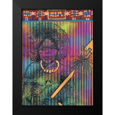 Woman Warrior Black Modern Wood Framed Art Print by Unknown
