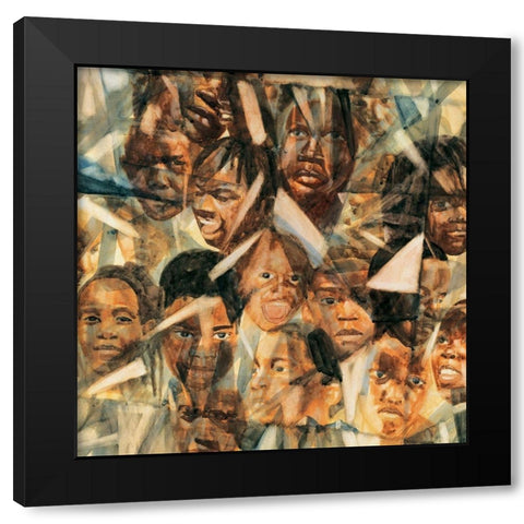 People Black Modern Wood Framed Art Print by Unknown
