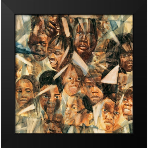 People Black Modern Wood Framed Art Print by Unknown