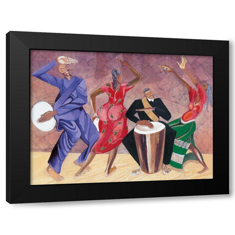 Island Dancing Black Modern Wood Framed Art Print with Double Matting by Unknown