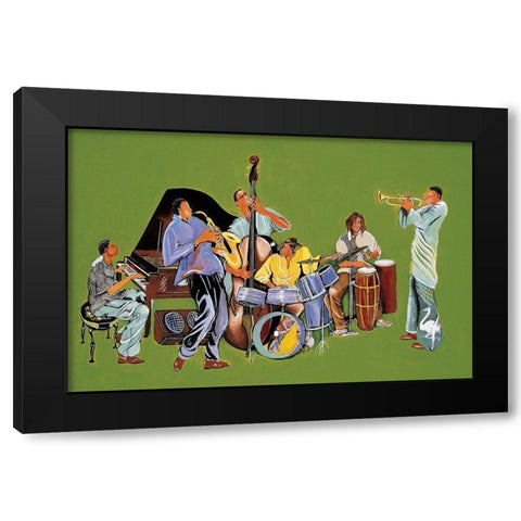 Green Jazz Black Modern Wood Framed Art Print by Unknown
