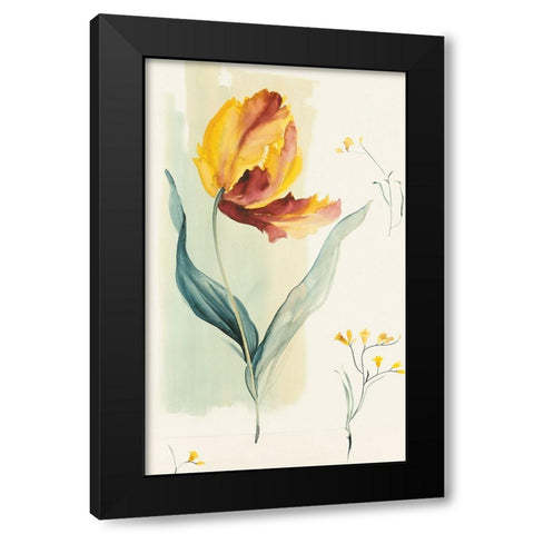 Yellow Blossom Black Modern Wood Framed Art Print by Unknown