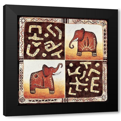 Africa Black Modern Wood Framed Art Print with Double Matting by Moga