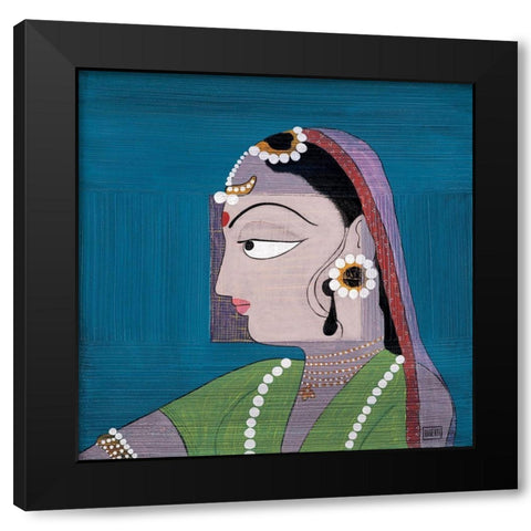 Yamuna Black Modern Wood Framed Art Print with Double Matting by Aubert, Sylvie