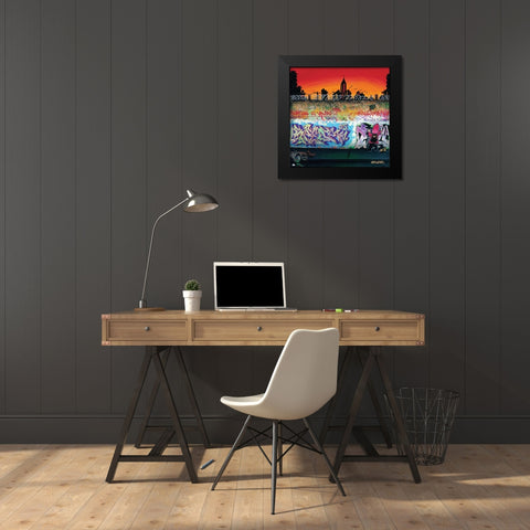 Coucher de soleil Black Modern Wood Framed Art Print by Butch and Pea