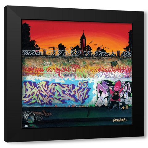Coucher de soleil Black Modern Wood Framed Art Print with Double Matting by Butch and Pea