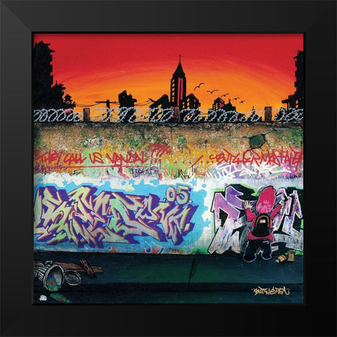 Coucher de soleil Black Modern Wood Framed Art Print by Butch and Pea