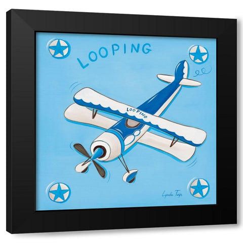 Looping Black Modern Wood Framed Art Print with Double Matting by Fays, Lynda