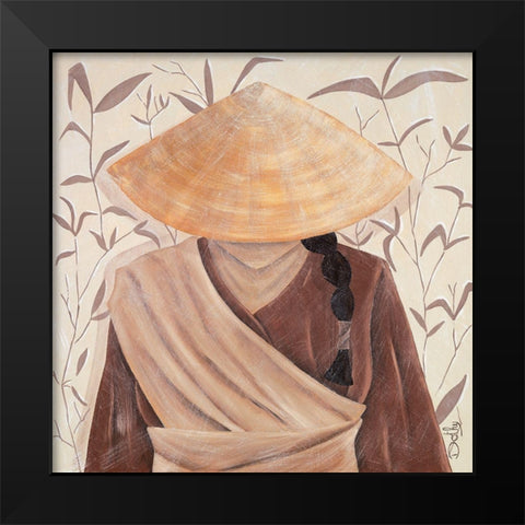 Bambou Black Modern Wood Framed Art Print by Dothy