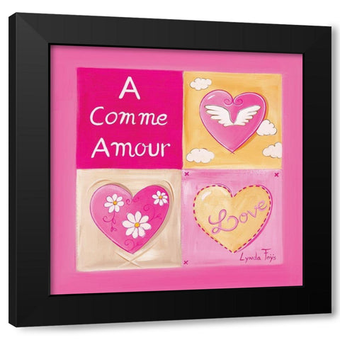A comme Amour Black Modern Wood Framed Art Print with Double Matting by Fays, Lynda