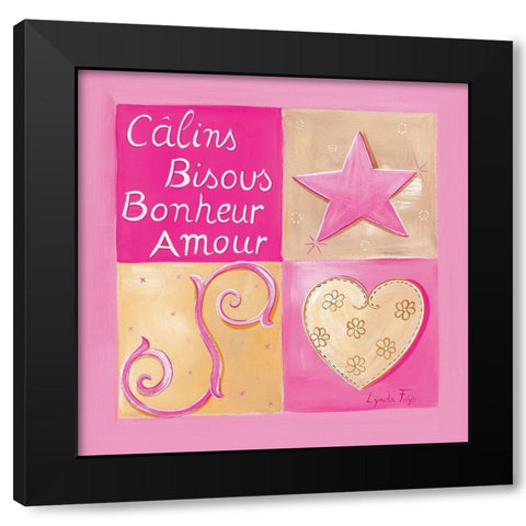 Calins, bisous, bonheur, â€¦ Black Modern Wood Framed Art Print by Fays, Lynda
