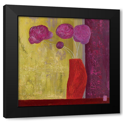 Pivoines I Black Modern Wood Framed Art Print by Romanelli, Karine