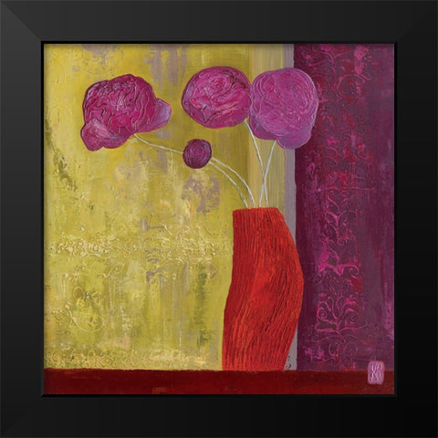 Pivoines I Black Modern Wood Framed Art Print by Romanelli, Karine