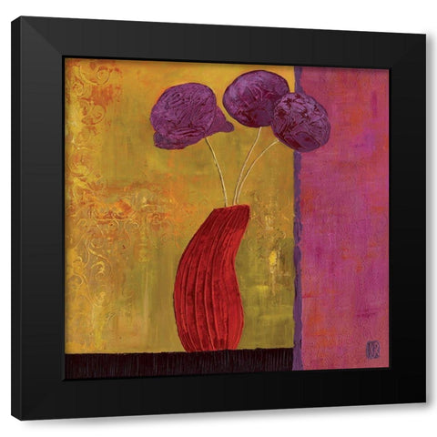 Pivoines II Black Modern Wood Framed Art Print with Double Matting by Romanelli, Karine
