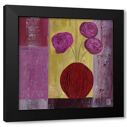 Pivoines mauves I Black Modern Wood Framed Art Print with Double Matting by Romanelli, Karine