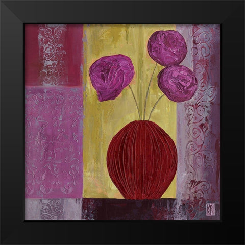Pivoines mauves I Black Modern Wood Framed Art Print by Romanelli, Karine