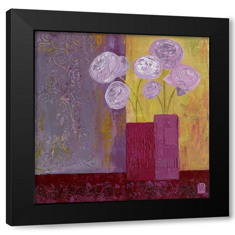 Pivoines mauves II Black Modern Wood Framed Art Print with Double Matting by Romanelli, Karine