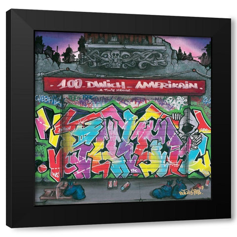 100-dwich amerikain Black Modern Wood Framed Art Print by Butch and Pea