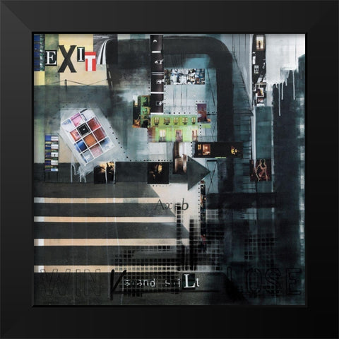 Exit Black Modern Wood Framed Art Print by Kim