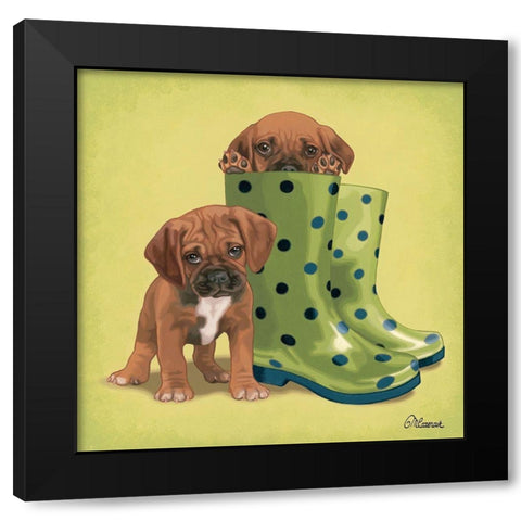 In her boots Black Modern Wood Framed Art Print by Cazenave, Maryline