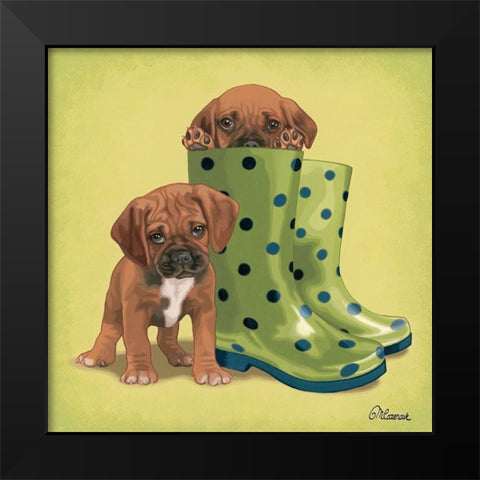 In her boots Black Modern Wood Framed Art Print by Cazenave, Maryline