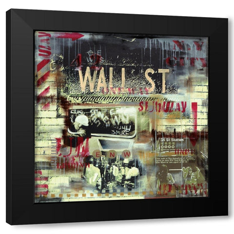 Wall St Station Black Modern Wood Framed Art Print with Double Matting by Gachaga, Vincent