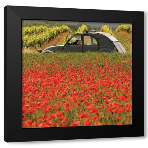 La 2 CV aux coquelicots Black Modern Wood Framed Art Print by Lautier, Julien