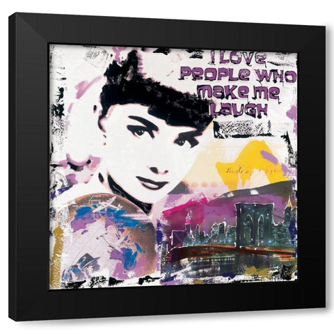 Audrey I love people Black Modern Wood Framed Art Print with Double Matting by Gachaga, Vincent
