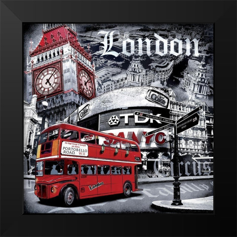London Portobello Black Modern Wood Framed Art Print by BRAUN Studio