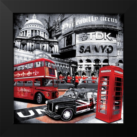 London Piccadilly Circus Black Modern Wood Framed Art Print by BRAUN Studio