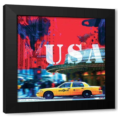 USA Black Modern Wood Framed Art Print with Double Matting by Thalie